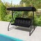 3-Person Outdoor Porch Swing with Adjustable Canopy and Converts to Bed Cushioned Patio Glider